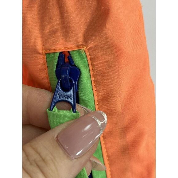 Vintage 80's Windbreaker Pants Neon Peach Nylon Size Small Zipper Cuffs Elastic - Picture 13 of 16